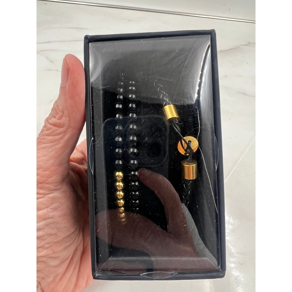 Kenneth Cole AWEAR2 Men's Bracelet Set Black Gold Beaded Braided NWT Gift
